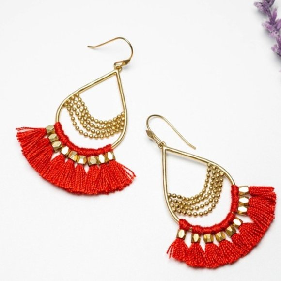 :: Stella & Dot | Roman [RED] Chandeliers Earrings Retired - Picture 2 of 7